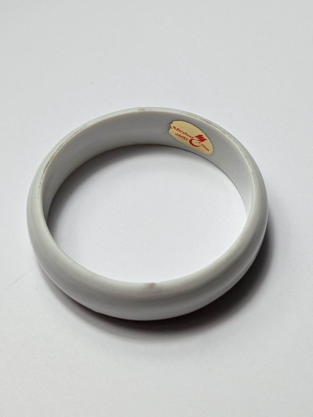 Vintage Maryland China Hardstone White Bangle Bracelet Porcelain Stone
